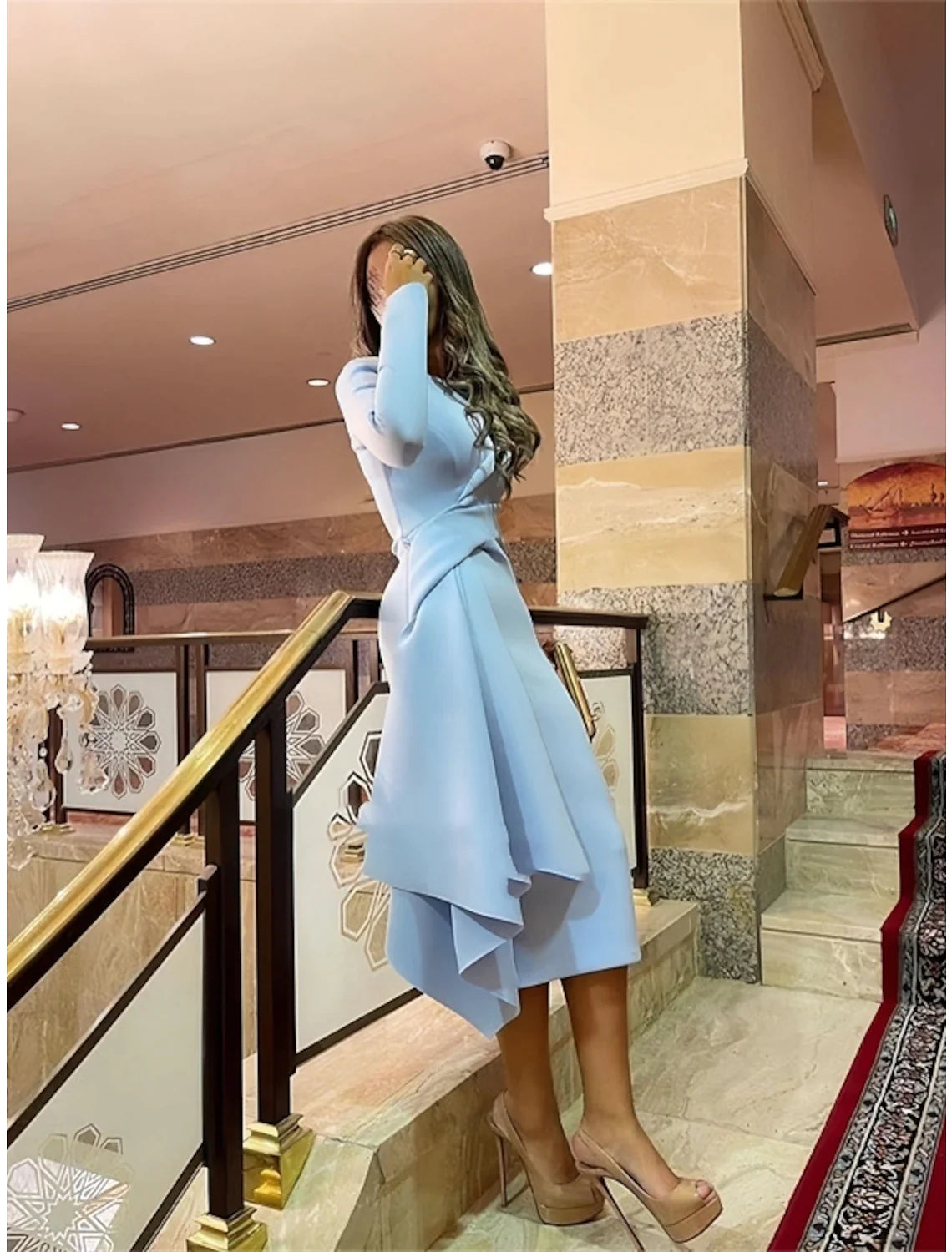 Sheath Formal Dress Cocktail Dresses Elegant Christmas Red Green Dress Formal Fall Knee Length Long Sleeve Jewel Neck with Pleats Ruched