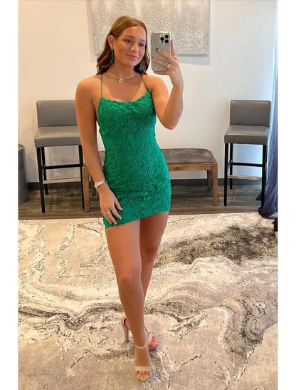 Mermaid / Trumpet Cocktail Dresses Sexy Dress Homecoming Short / Mini Sleeveless Spaghetti Strap Tulle Backless