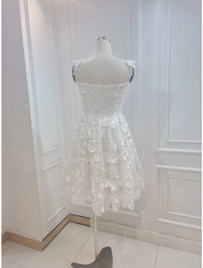 A-Line Cocktail Dresses Floral Dress Summer Short / Mini Sleeveless Spaghetti Strap Tulle