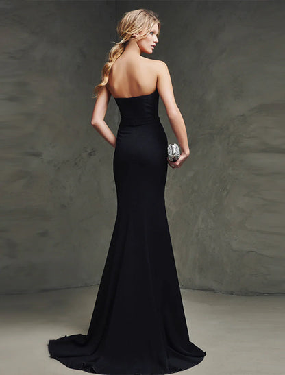 Evening Dress Strapless Sleeveless Sweep / Brush Train Polyester with