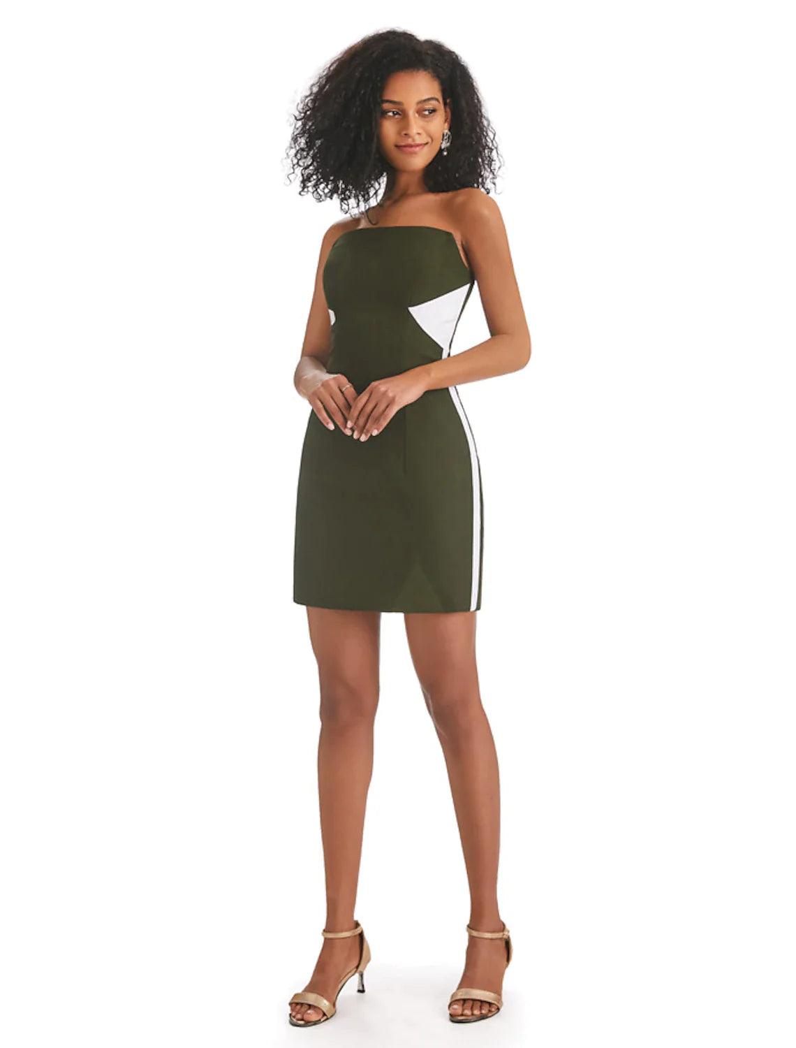 Sheath / Column Homecoming Dresses Color Block Dress Graduation Short / Mini Sleeveless Strapless with Fringe