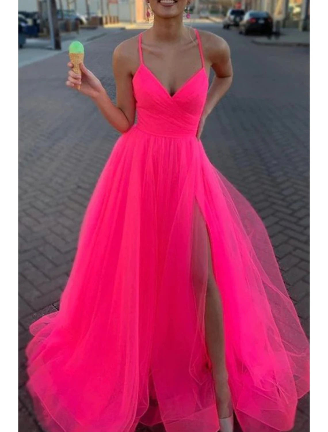 A-Line Prom Dresses Sexy Dress Wedding Party Birthday Court Train Sleeveless Spaghetti Strap Organza