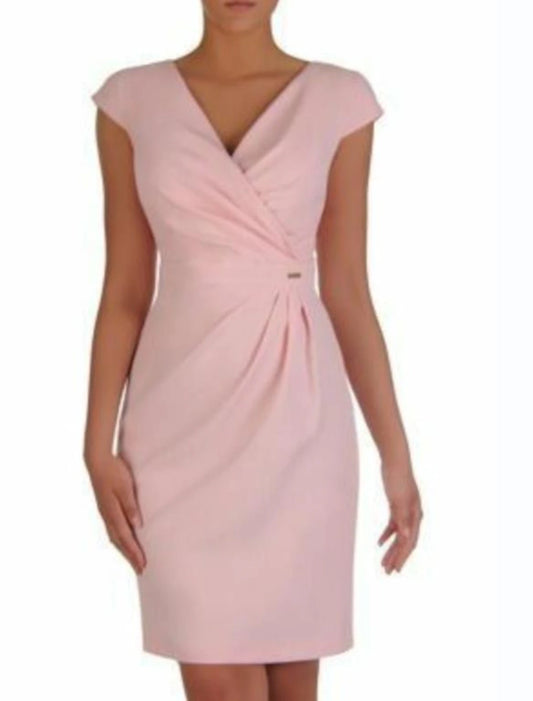 Sheath / Column Mother of the Bride Dress Wedding Guest Elegant V Neck Knee Length Short Sleeve