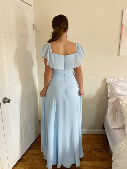 Off-the-Shoulder Beading Chiffon Floor-Length Sleeveless Dresses