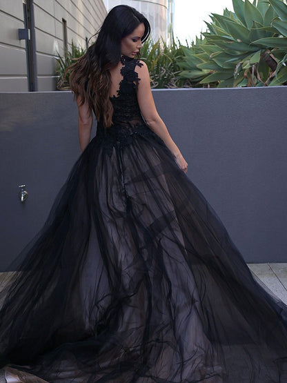 Tulle Lace Sweetheart Sleeveless Sweep/Brush Train Dresses