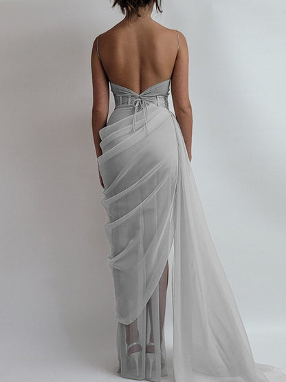 Spaghetti Straps Sleeveless Sweep/Brush Train Dresses