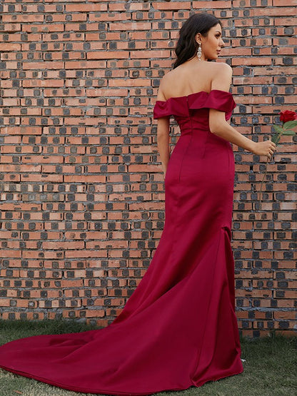 Off-the-Shoulder Sleeveless Sweep/Brush Train Dresses