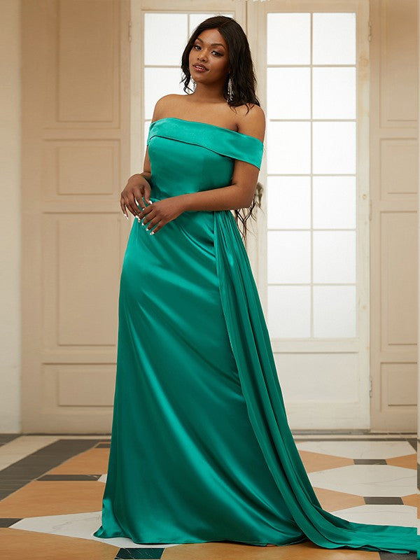 Ruffles Off-the-Shoulder Sleeveless Sweep/Brush Train Dresses
