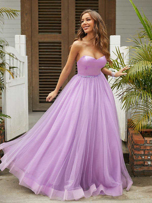 Tulle Ruffles Sweetheart Sleeveless Floor-Length Dresses