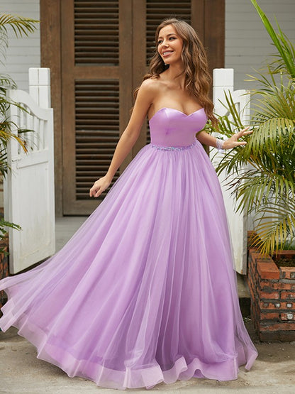 Tulle Ruffles Sweetheart Sleeveless Floor-Length Dresses