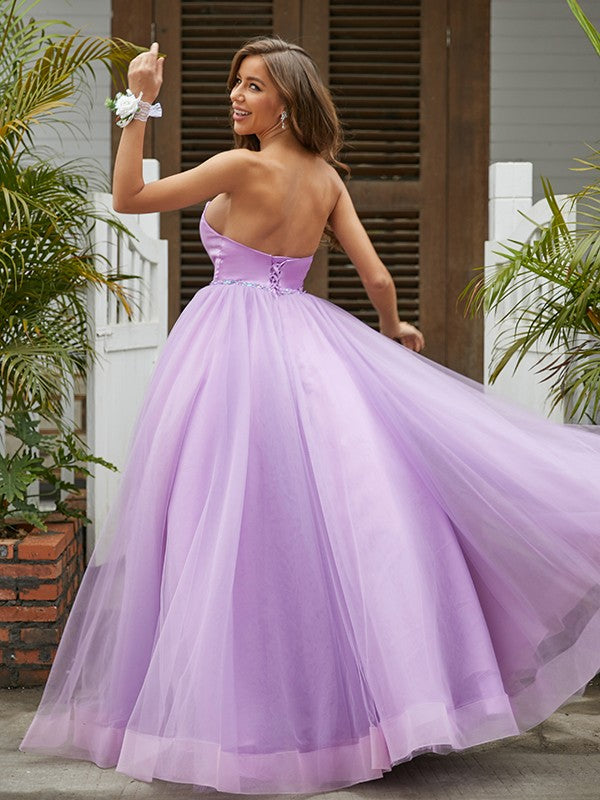 Tulle Ruffles Sweetheart Sleeveless Floor-Length Dresses