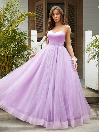 Tulle Ruffles Sweetheart Sleeveless Floor-Length Dresses
