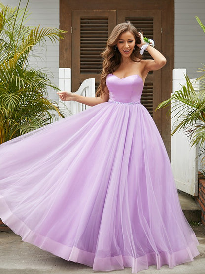 Tulle Ruffles Sweetheart Sleeveless Floor-Length Dresses
