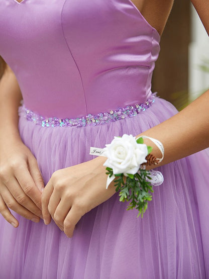 Tulle Ruffles Sweetheart Sleeveless Floor-Length Dresses