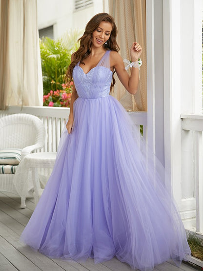 Tulle Lace Sweetheart Sleeveless Sweep/Brush Train Dresses