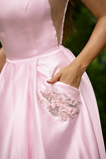 Applique Spaghetti Straps Sleeveless Floor-Length Dresses