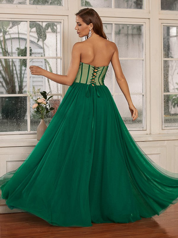 Tulle Ruffles Sweetheart Sleeveless Floor-Length Dresses