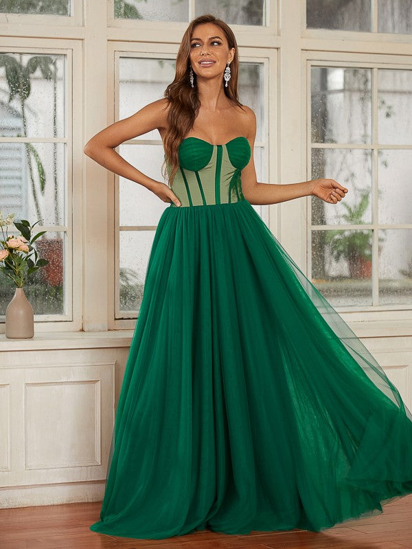 Tulle Ruffles Sweetheart Sleeveless Floor-Length Dresses