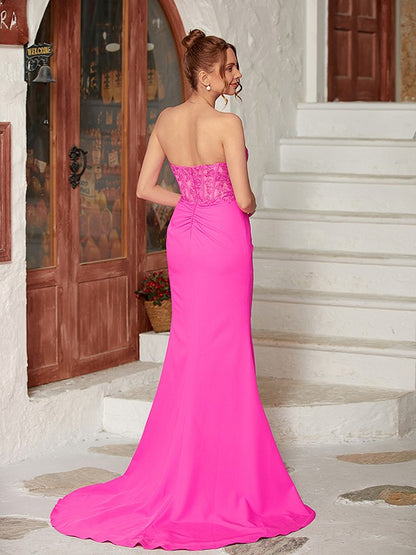 Applique Sweetheart Sleeveless Sweep/Brush Train Dresses