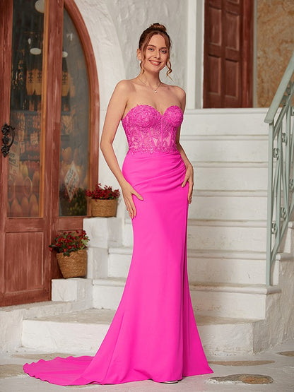 Applique Sweetheart Sleeveless Sweep/Brush Train Dresses
