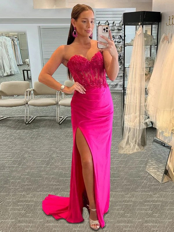 Applique Sweetheart Sleeveless Sweep/Brush Train Dresses