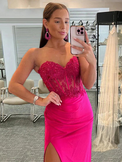 Applique Sweetheart Sleeveless Sweep/Brush Train Dresses