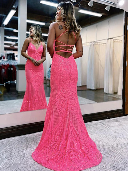 Sheath V-neck Sleeveless Sweep/Brush Train Dresses