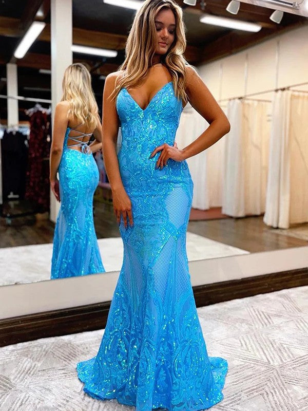 Sheath V-neck Sleeveless Sweep/Brush Train Dresses