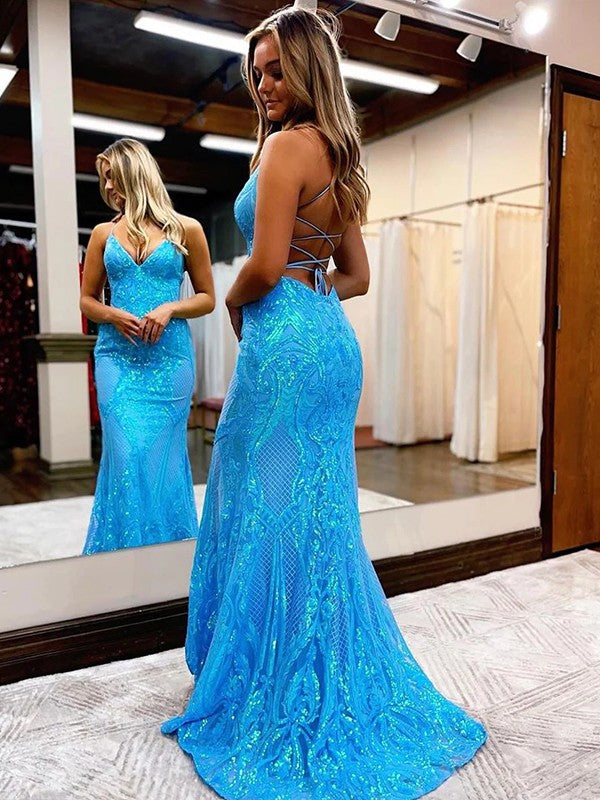 Sheath V-neck Sleeveless Sweep/Brush Train Dresses