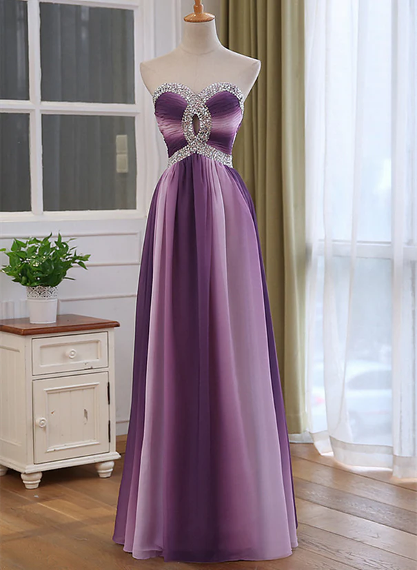 Gradient A-line Sweetheart Wedding Party Prom Dress