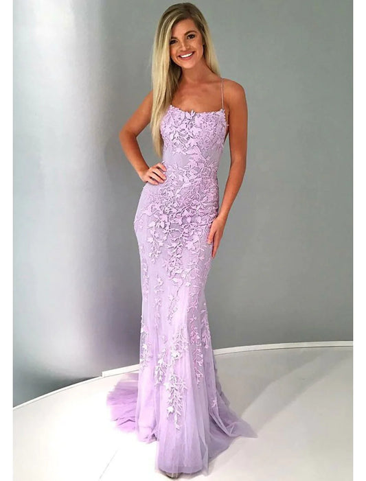 Mermaid / Trumpet Prom Dresses Sexy Dress Formal Court Train Sleeveless Strapless Lace Backless with AppliquesMermaid / Trumpet Prom Dresses Sexy Dress Formal Court Train Sleeveless Strapless Lace Backless with Appliques