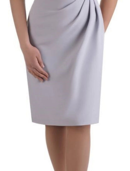 Sheath / Column Mother of the Bride Dress Wedding Guest Elegant V Neck Knee Length Short Sleeve